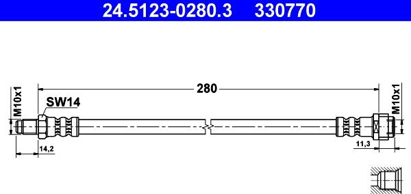 ATE 24.5123-0280.3 - Тормозной шланг www.autospares.lv