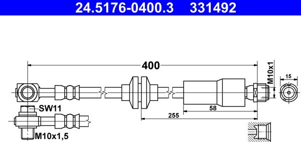 ATE 24.5176-0400.3 - Bremžu šļūtene www.autospares.lv