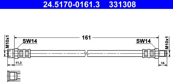 ATE 24.5170-0161.3 - Тормозной шланг www.autospares.lv