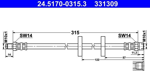 ATE 24.5170-0315.3 - Тормозной шланг www.autospares.lv