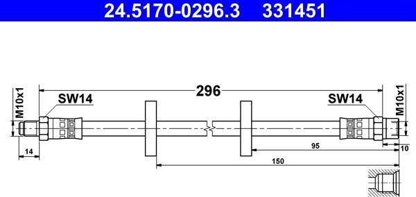 ATE 24.5170-0296.3 - Тормозной шланг www.autospares.lv