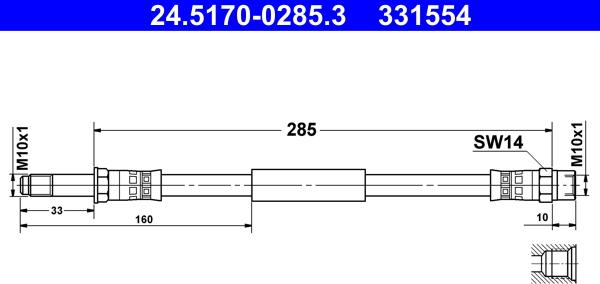 ATE 24.5170-0285.3 - Bremžu šļūtene www.autospares.lv