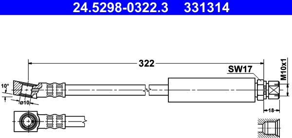 ATE 24.5298-0322.3 - Bremžu šļūtene www.autospares.lv