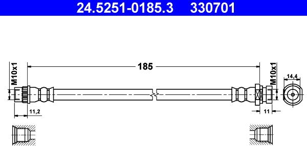 ATE 24.5251-0185.3 - Bremžu šļūtene www.autospares.lv