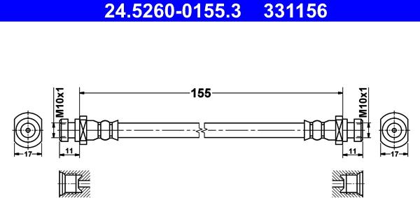 ATE 24.5260-0155.3 - Bremžu šļūtene www.autospares.lv