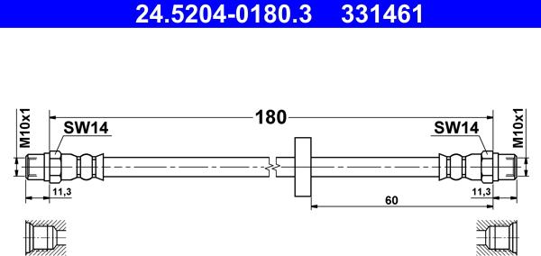 ATE 24.5204-0180.3 - Тормозной шланг www.autospares.lv