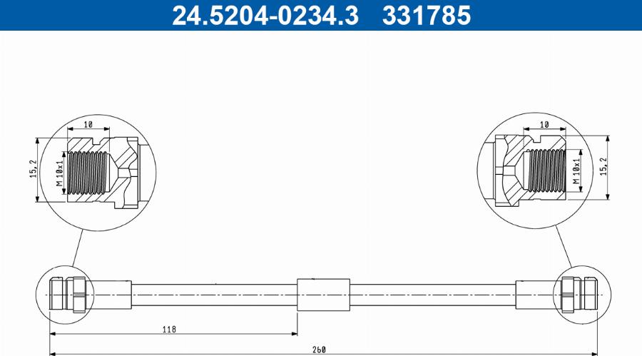 ATE 24.5204-0234.3 - Bremžu šļūtene www.autospares.lv