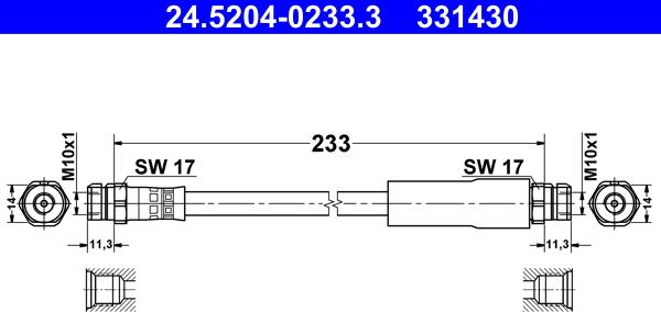 ATE 24.5204-0233.3 - Bremžu šļūtene www.autospares.lv