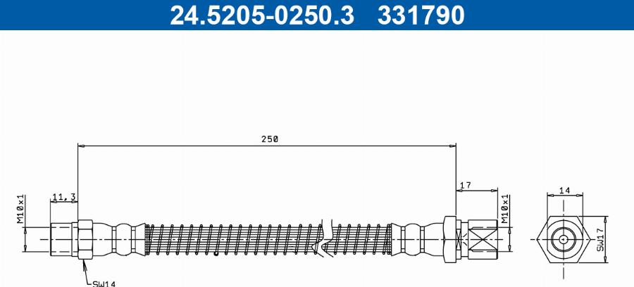 ATE 24.5205-0250.3 - Bremžu šļūtene www.autospares.lv