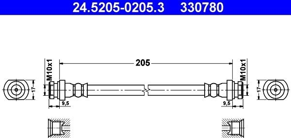 ATE 24.5205-0205.3 - Bremžu šļūtene www.autospares.lv