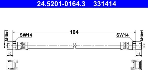 ATE 24.5201-0164.3 - Тормозной шланг www.autospares.lv