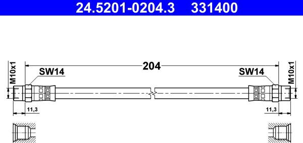 ATE 24.5201-0204.3 - Тормозной шланг www.autospares.lv