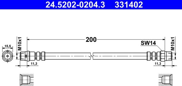 ATE 24.5202-0204.3 - Bremžu šļūtene www.autospares.lv