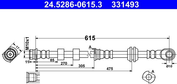 ATE 24.5286-0615.3 - Bremžu šļūtene www.autospares.lv