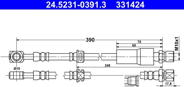 ATE 24.5231-0391.3 - Bremžu šļūtene www.autospares.lv