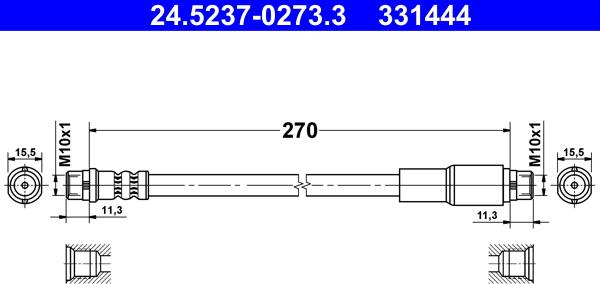 ATE 24.5237-0273.3 - Bremžu šļūtene www.autospares.lv