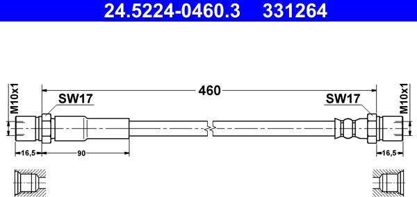 ATE 24.5224-0460.3 - Тормозной шланг www.autospares.lv