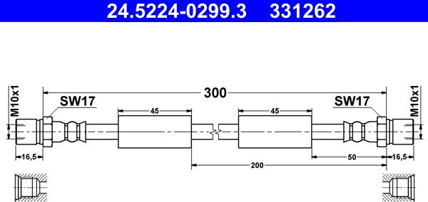 ATE 24.5224-0299.3 - Тормозной шланг www.autospares.lv