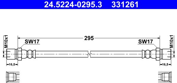 ATE 24.5224-0295.3 - Тормозной шланг www.autospares.lv