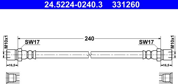 ATE 24.5224-0240.3 - Тормозной шланг www.autospares.lv