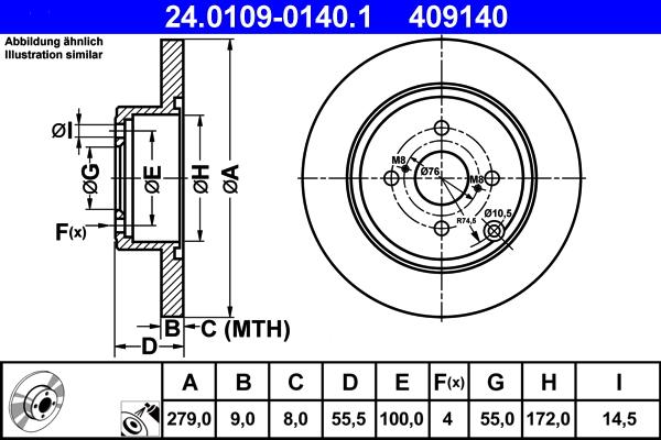 ATE 24.0109-0140.1 - Bremžu diski autospares.lv