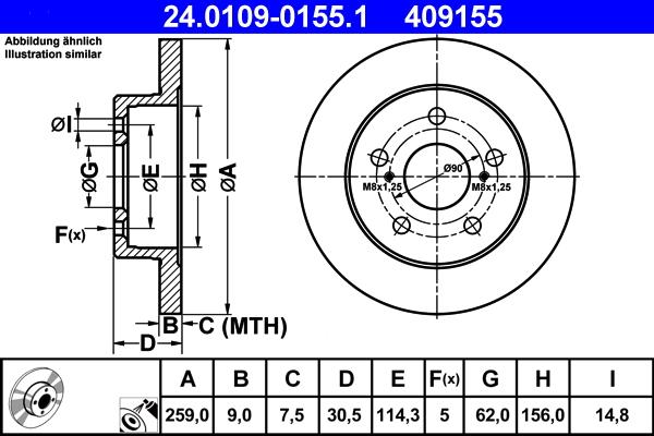 ATE 24.0109-0155.1 - Bremžu diski autospares.lv