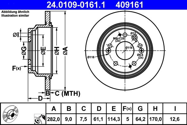 ATE 24.0109-0161.1 - Bremžu diski www.autospares.lv