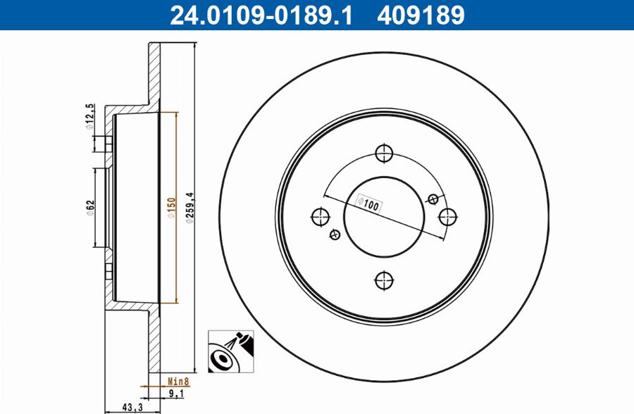 ATE 24.0109-0189.1 - Bremžu diski www.autospares.lv