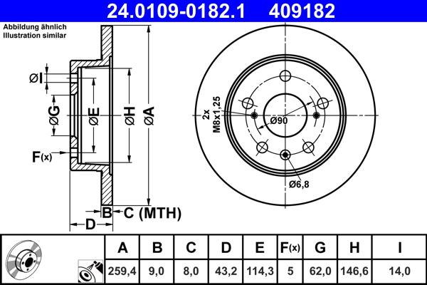 ATE 24.0109-0182.1 - Bremžu diski www.autospares.lv