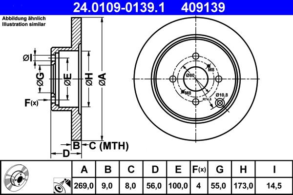 ATE 24.0109-0139.1 - Bremžu diski www.autospares.lv