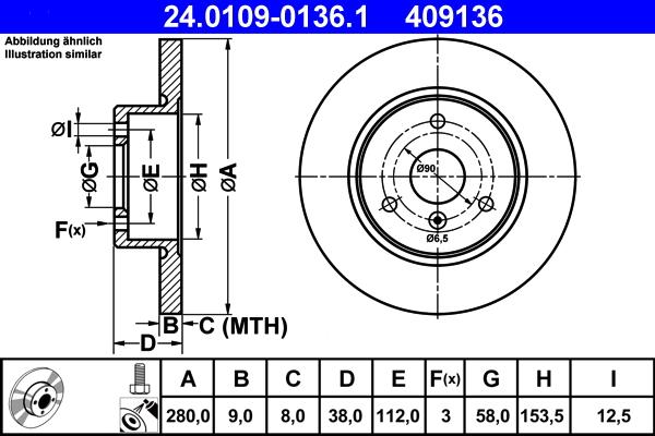 ATE 24.0109-0136.1 - Bremžu diski www.autospares.lv