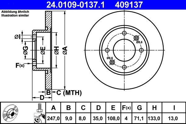 ATE 24.0109-0137.1 - Brake Disc www.autospares.lv