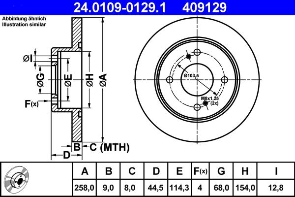 ATE 24.0109-0129.1 - Bremžu diski www.autospares.lv