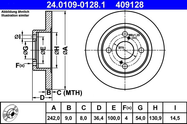 ATE 24.0109-0128.1 - Bremžu diski www.autospares.lv