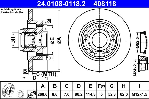 ATE 24.0108-0118.2 - Bremžu diski autospares.lv