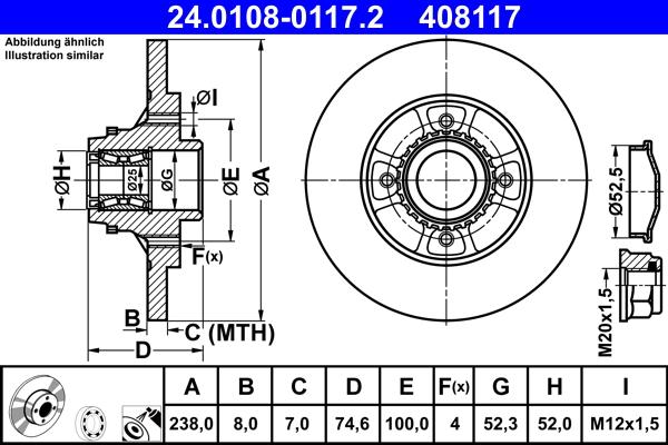 ATE 24.0108-0117.2 - Bremžu diski autospares.lv