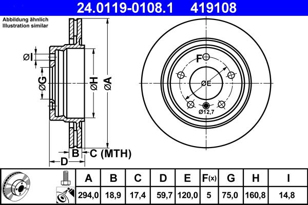 ATE 24.0119-0108.1 - Тормозной диск www.autospares.lv