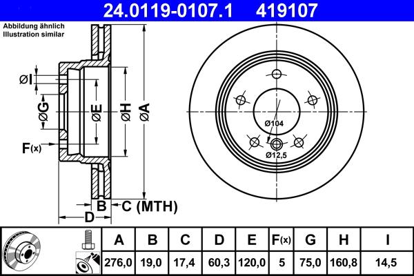 ATE 24.0119-0107.1 - Тормозной диск www.autospares.lv