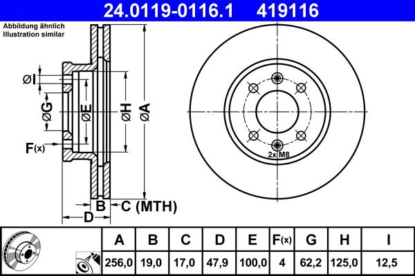 ATE 24.0119-0116.1 - Bremžu diski www.autospares.lv