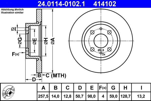 ATE 24.0114-0102.1 - Bremžu diski www.autospares.lv