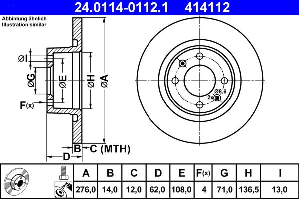 ATE 24.0114-0112.1 - Bremžu diski www.autospares.lv