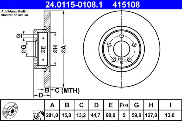 ATE 24.0115-0108.1 - Bremžu diski www.autospares.lv