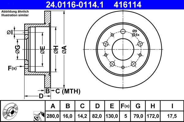 ATE 24.0116-0114.1 - Bremžu diski autospares.lv