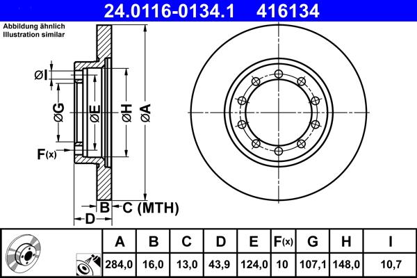 ATE 24.0116-0134.1 - Bremžu diski www.autospares.lv