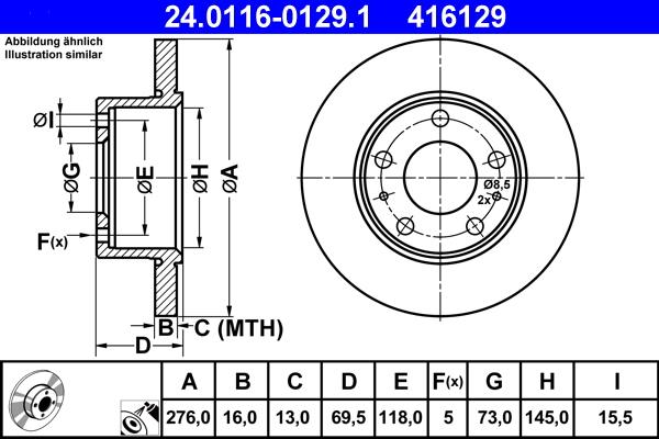 ATE 24.0116-0129.1 - Bremžu diski www.autospares.lv