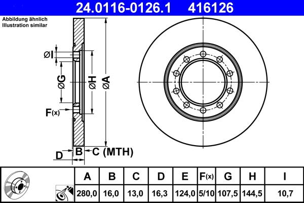 ATE 24.0116-0126.1 - Brake Disc www.autospares.lv