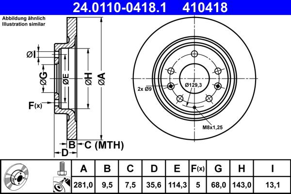 ATE 24.0110-0418.1 - Bremžu diski www.autospares.lv