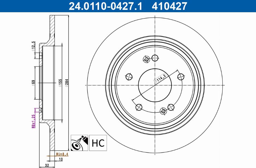 ATE 24.0110-0427.1 - Bremžu diski www.autospares.lv