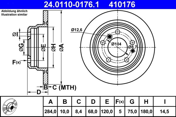 ATE 24.0110-0176.1 - Bremžu diski www.autospares.lv