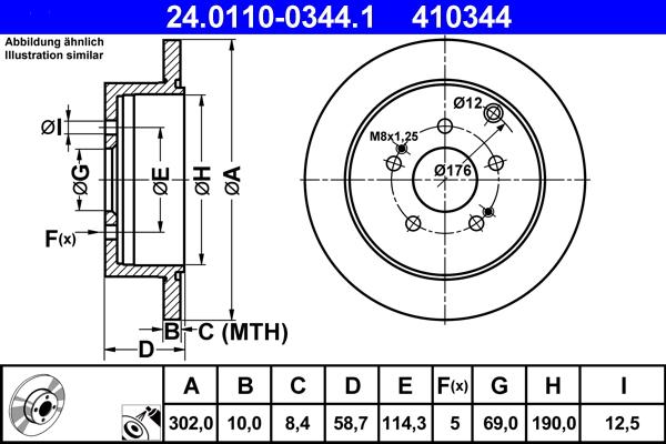 ATE 24.0110-0344.1 - Bremžu diski www.autospares.lv